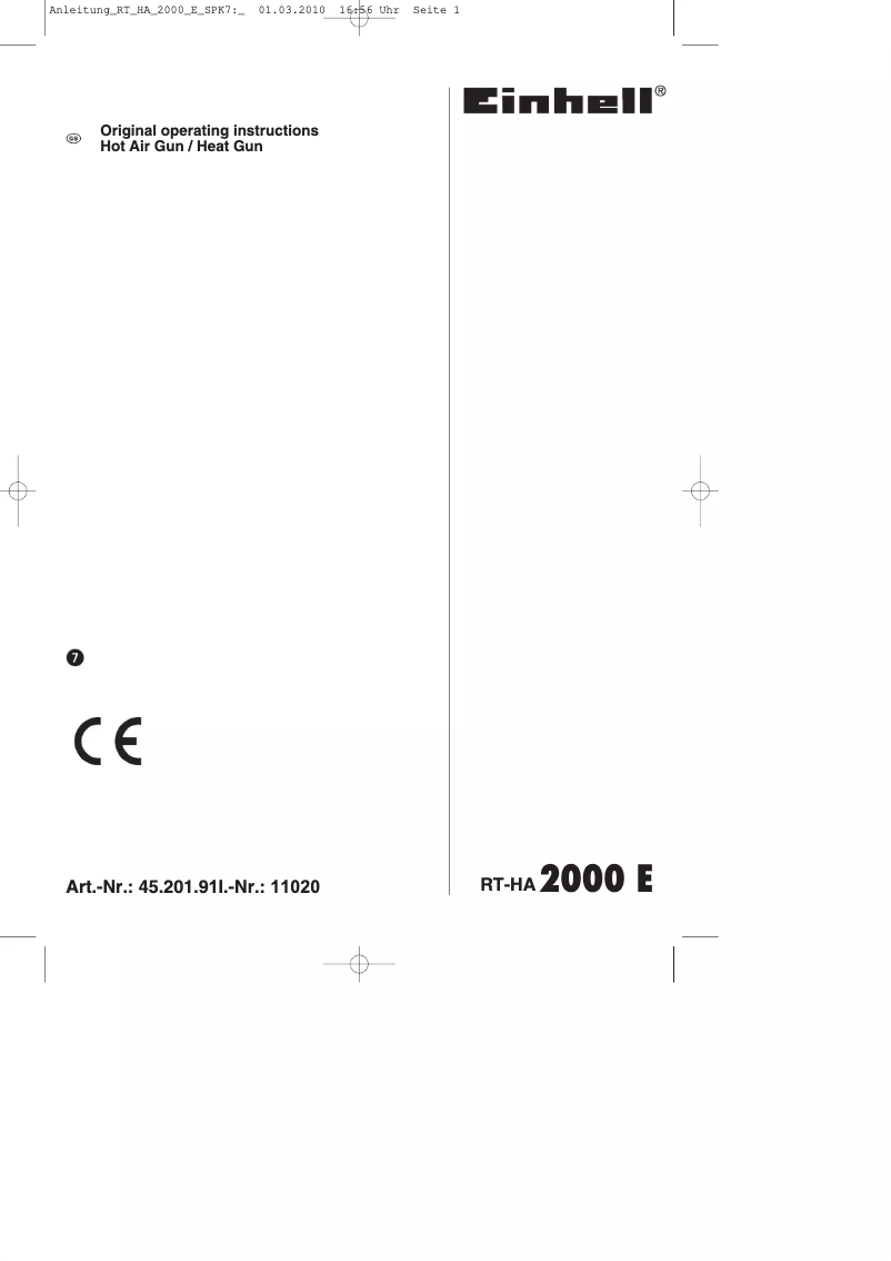 Página nº 1 - Manual de usuario Einhell RT-HA 2000 E