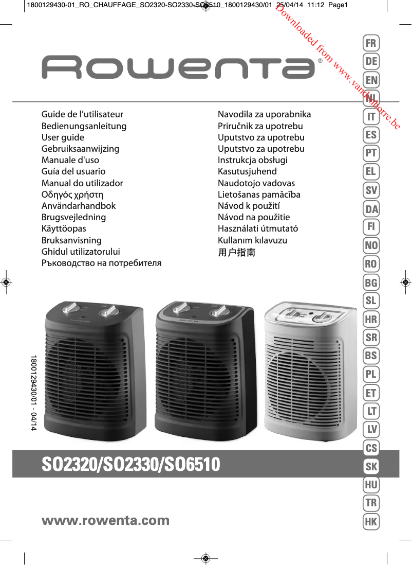 Imagen de la primera página del manual del dispositivo Instant Comfort Compact SO2320