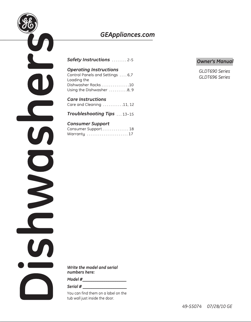 Página 1 del manual Manual de uso y mantenimiento GE GLDT690TBB
