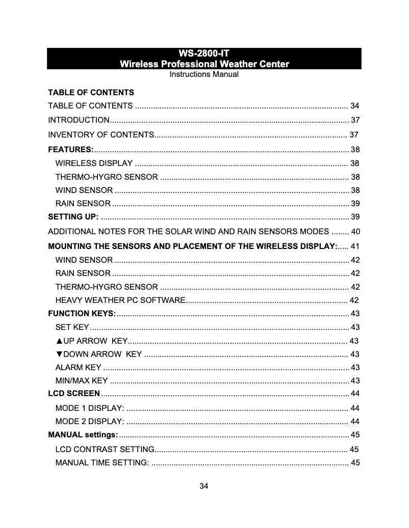 Página 1 del manual Manual de usuario La Crosse Technology WS-2800-IT