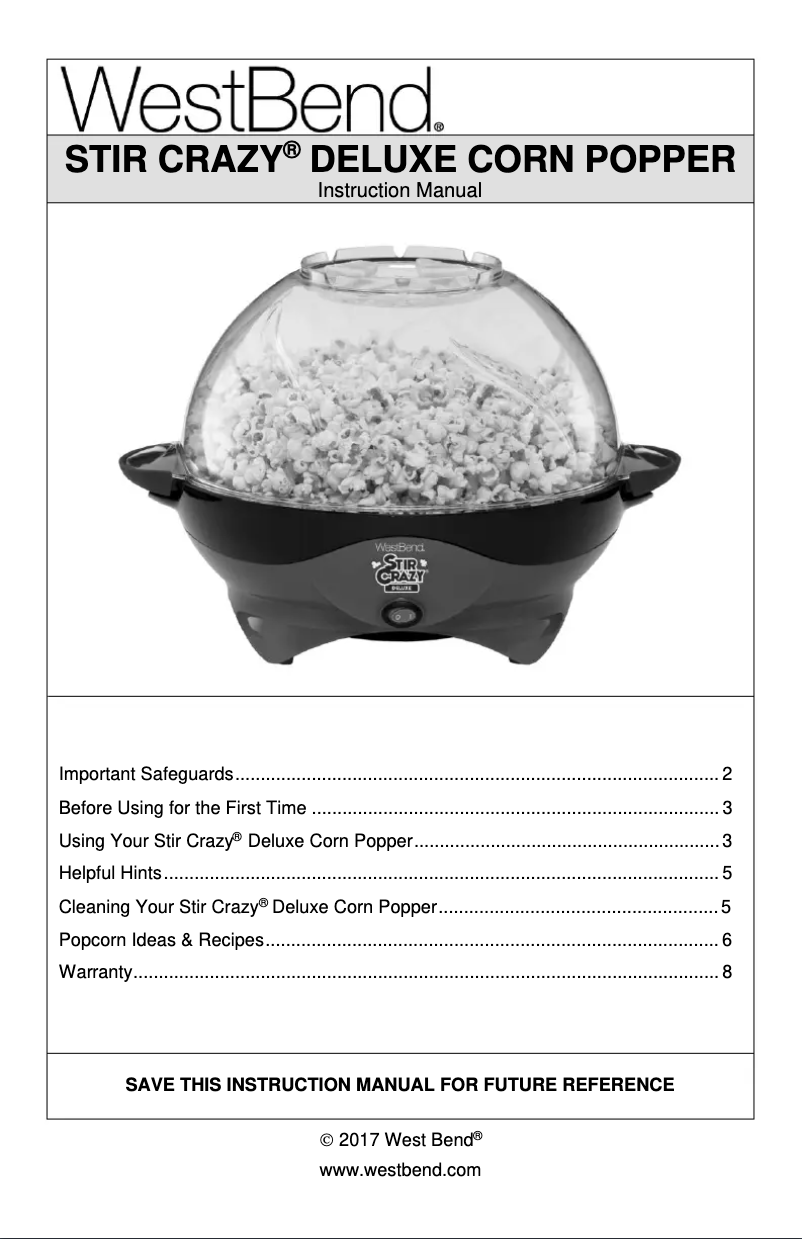 Imagen de la primera página del manual del dispositivo Stir Crazy 8231