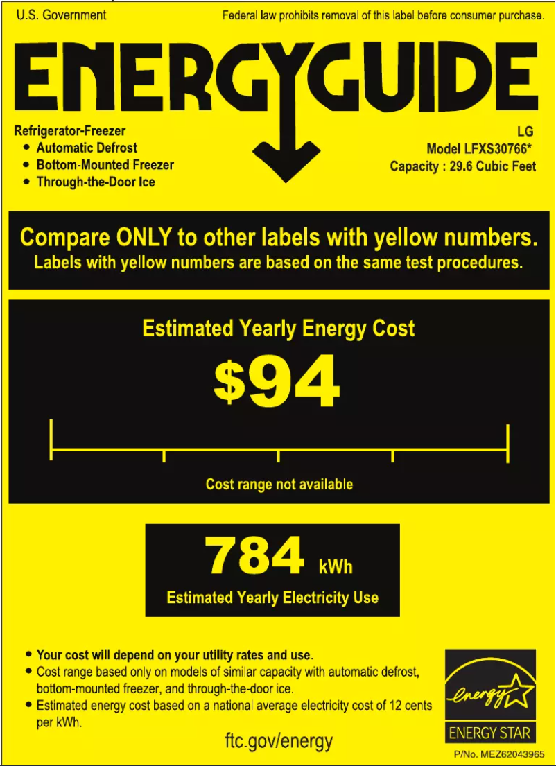 Página nº 1 - Etiqueta energética LG LFXS30766