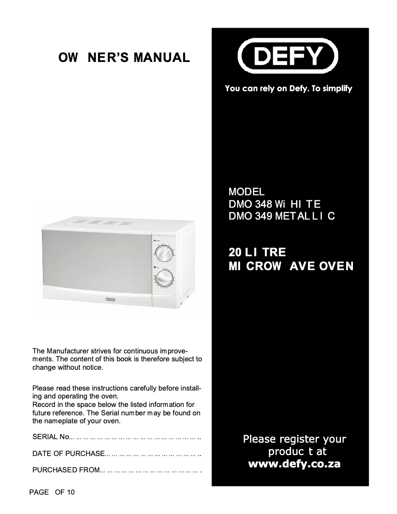 Imagen de la primera página del manual del dispositivo DMO 349