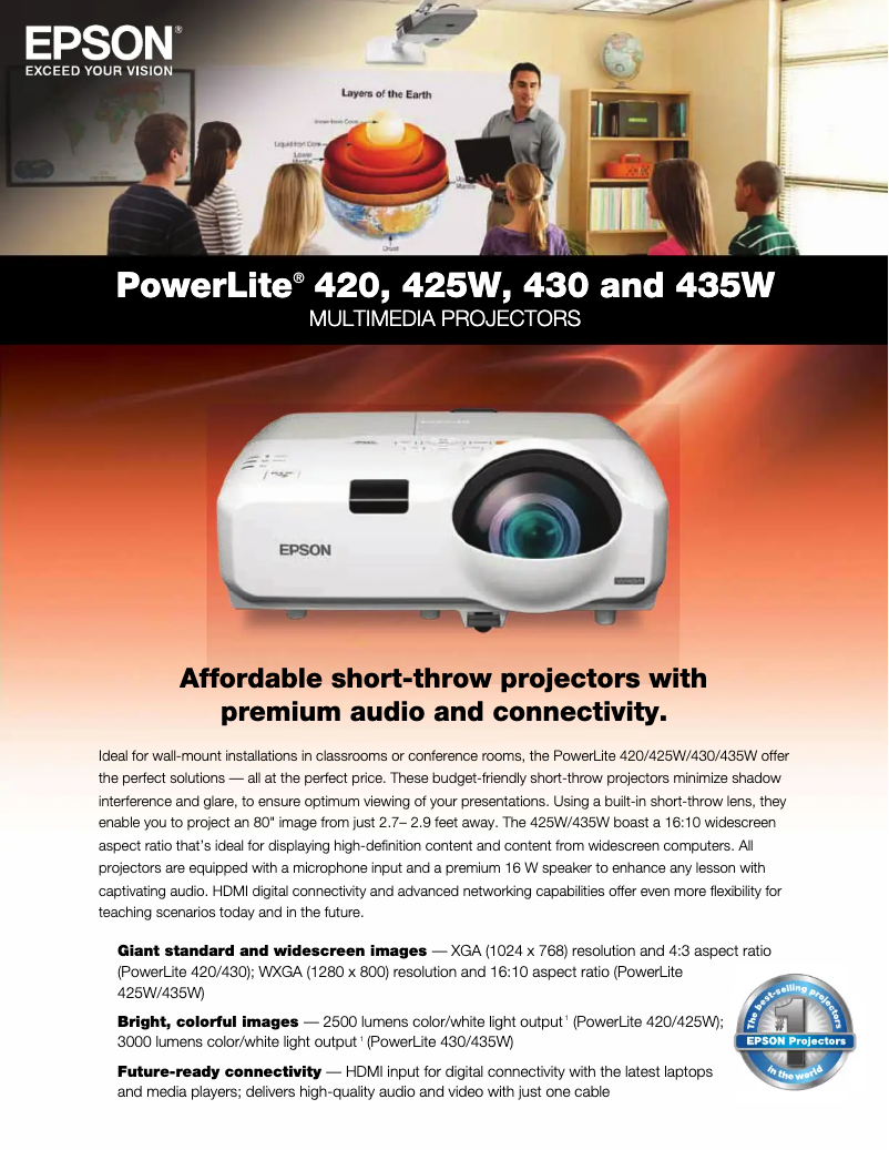 Página 1 del manual Folleto Epson PowerLite 430