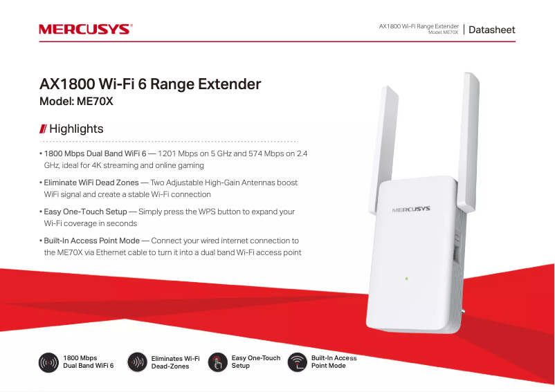 Página 1 del manual Ficha técnica Mercusys ME70X