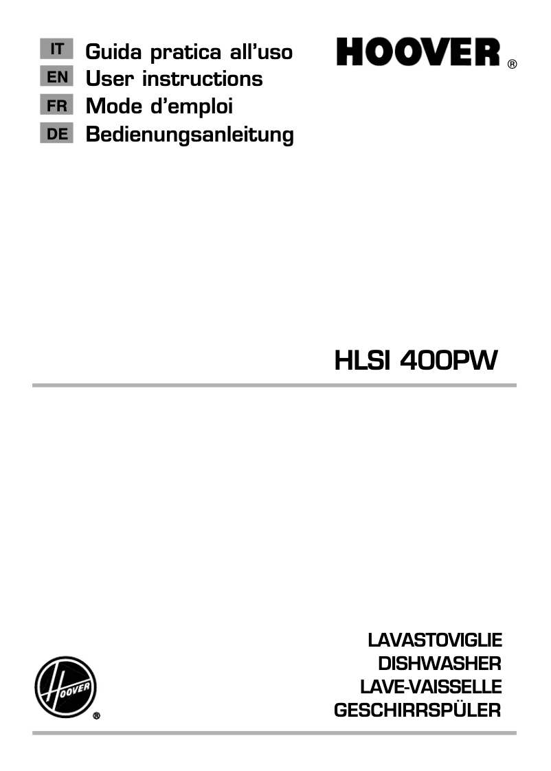 Página 1 del manual Manual de usuario Hoover HLSI 400PW-S