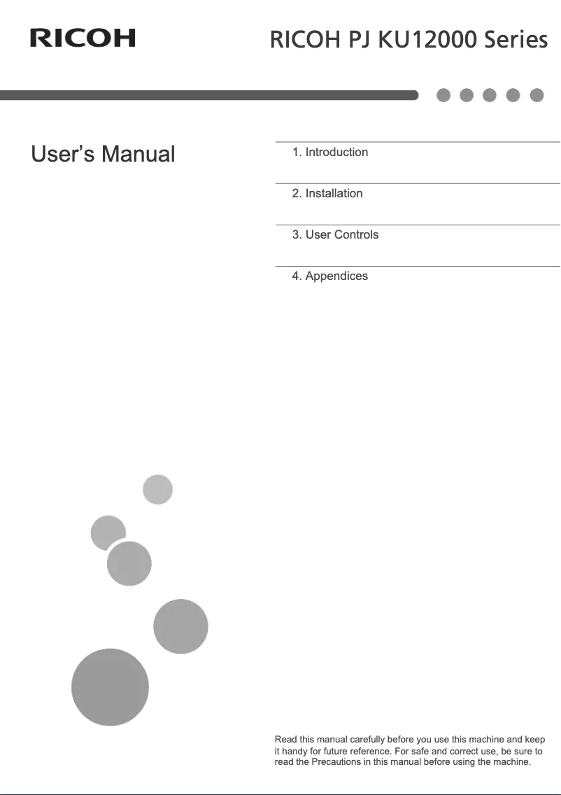 Página 1 del manual Manual de usuario Ricoh PJ KU12000