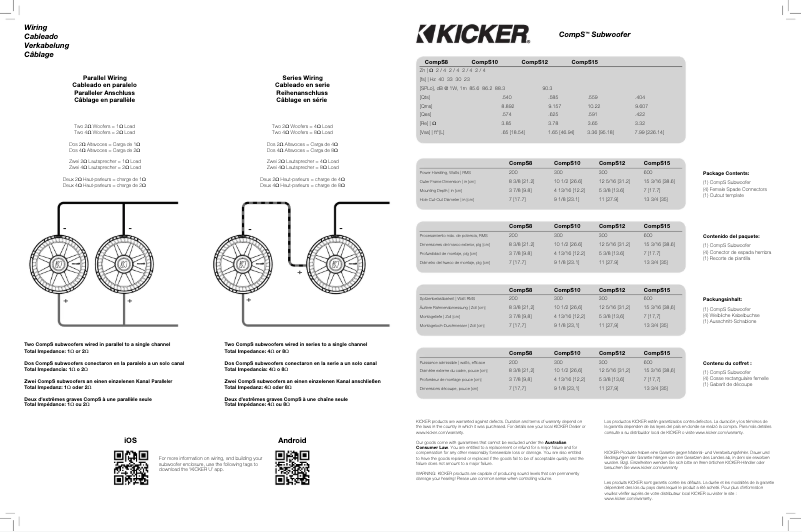 Página 1 del manual Manual de usuario Kicker 40CWS102