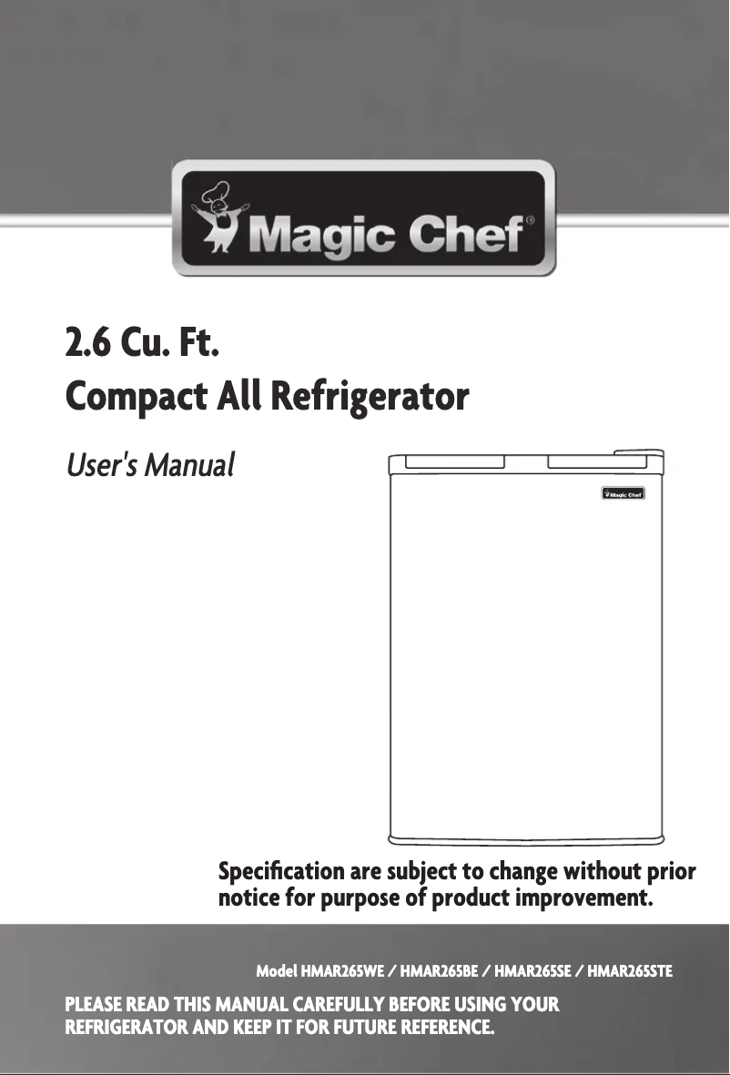 Página 1 del manual Manual de usuario Magic Chef HMAR265SE