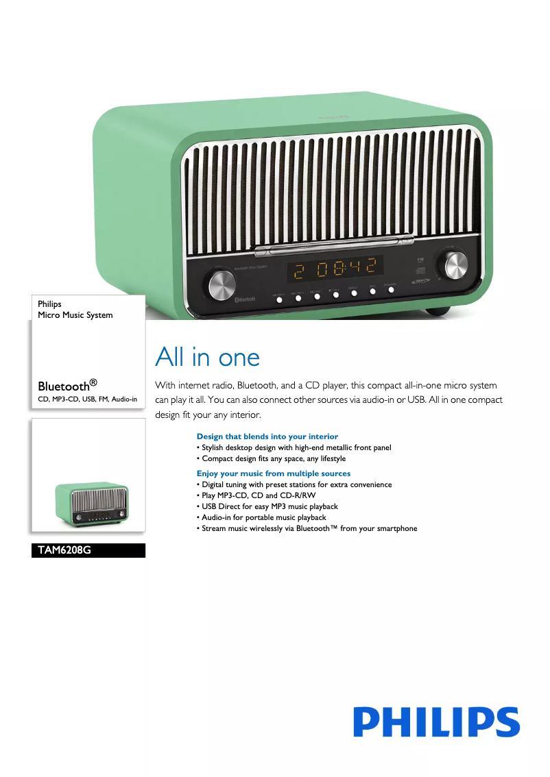 Página 1 del manual Manual de usuario Philips TAM6208