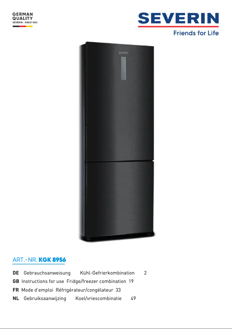 Imagen de la primera página del manual del dispositivo KGK 8956