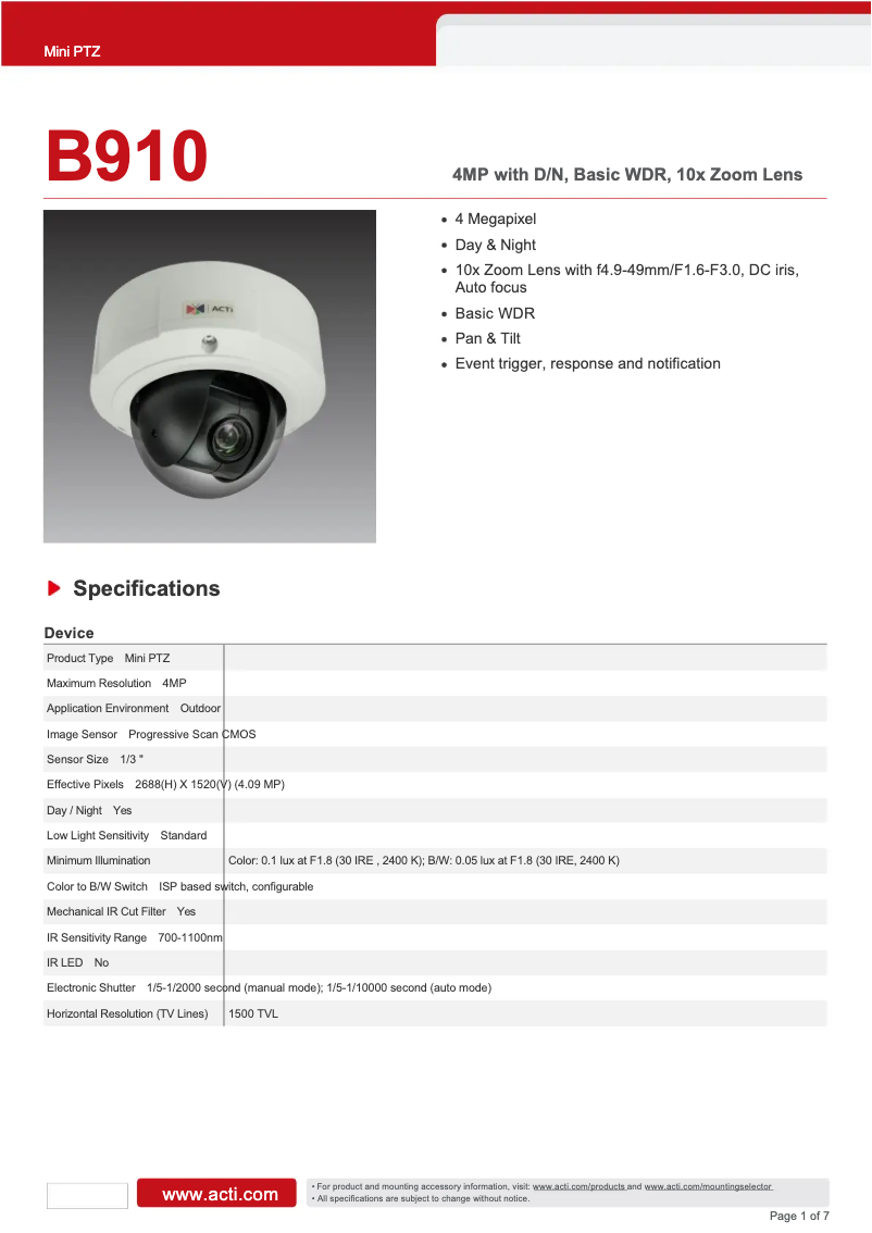 Imagen de la primera página del manual del dispositivo B910