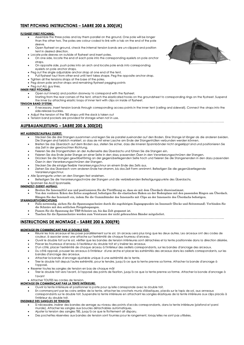 Imagen de la primera página del manual del dispositivo Sabre 200