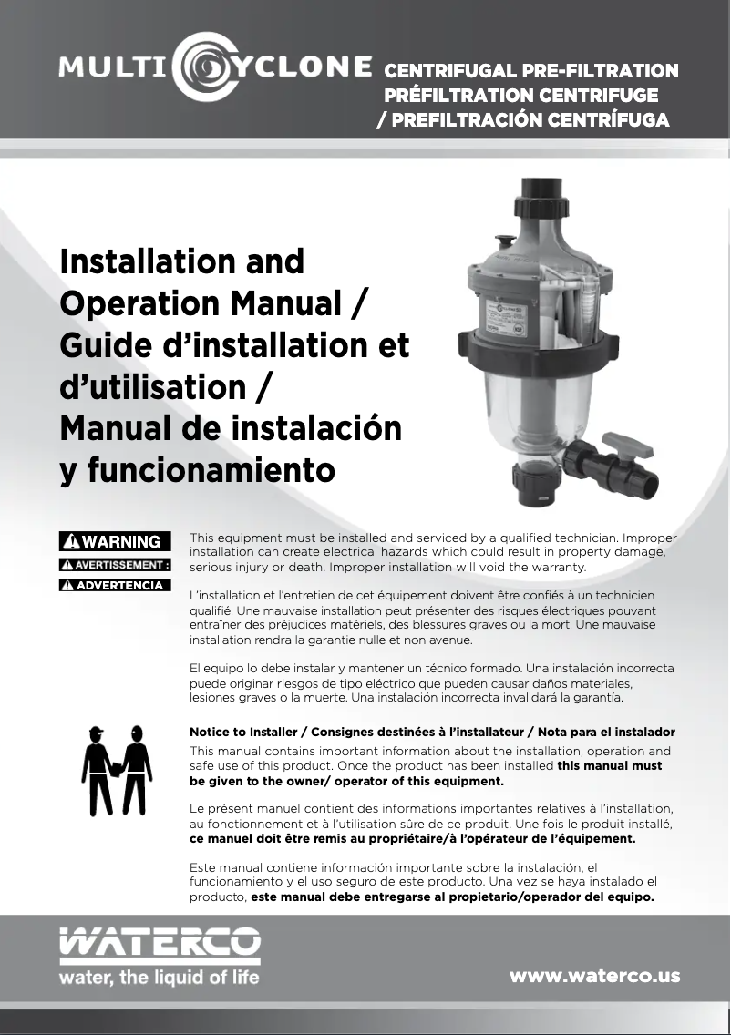 Imagen de la primera página del manual del dispositivo MultiCyclone MC16