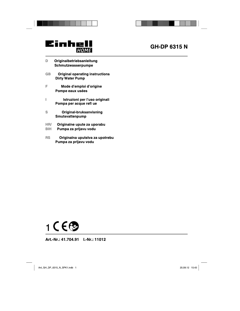 Página nº 1 - Manual de usuario Einhell GH-DP 6315 N