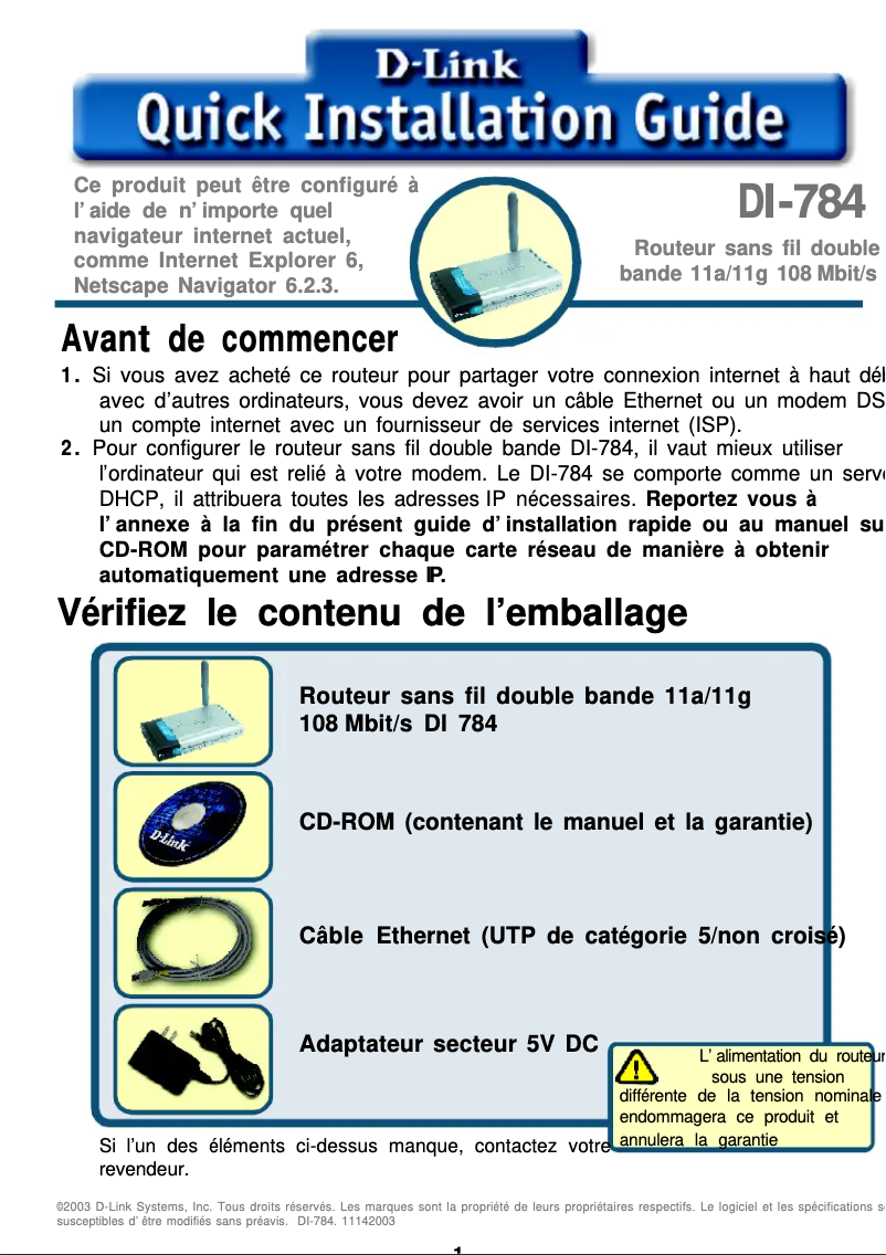 Imagen de la primera página del manual del dispositivo Air Premier AG DI-784
