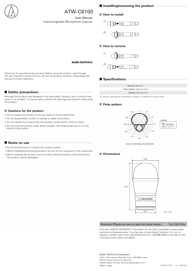 Página nº 1 - Manual de usuario Audio-Technica ATW-C6100