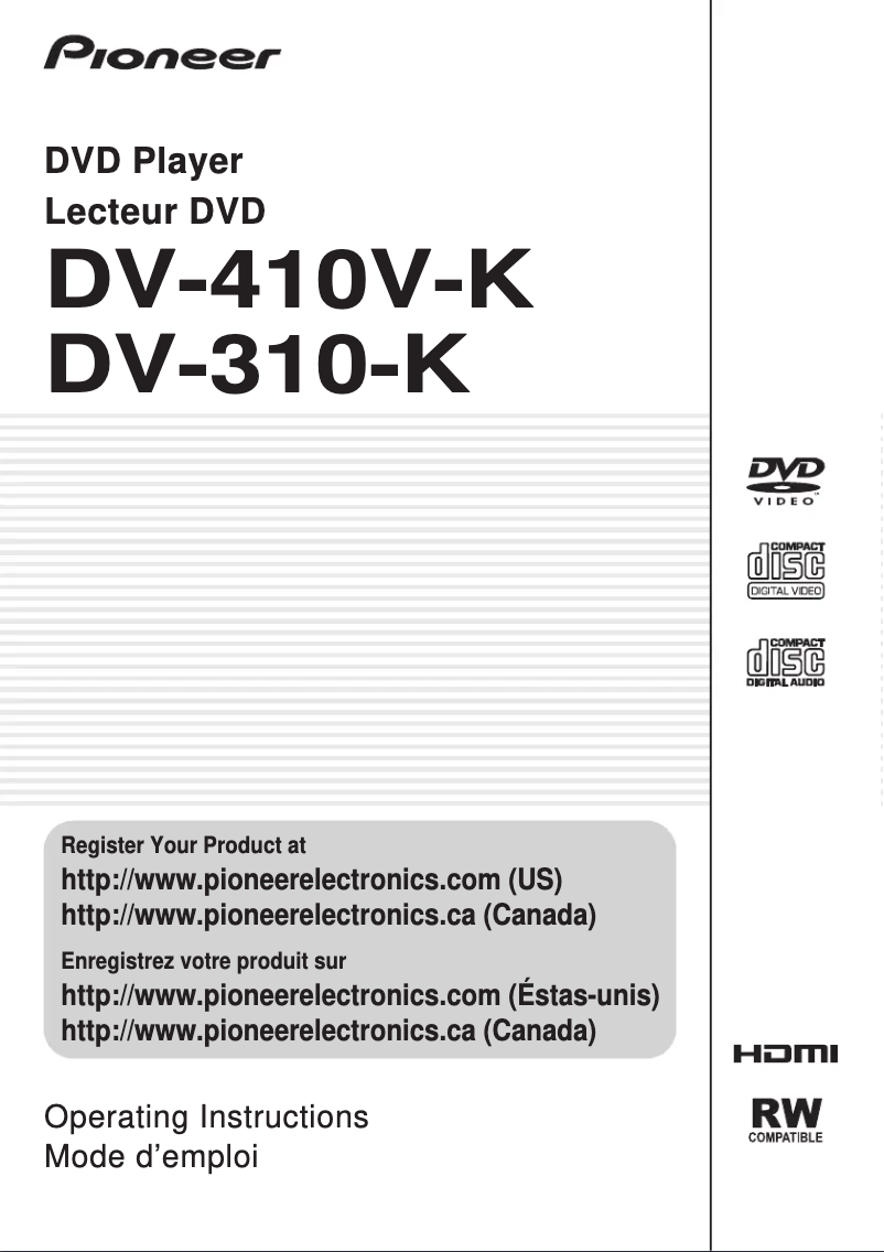 Imagen de la primera página del manual del dispositivo DV-410V-K