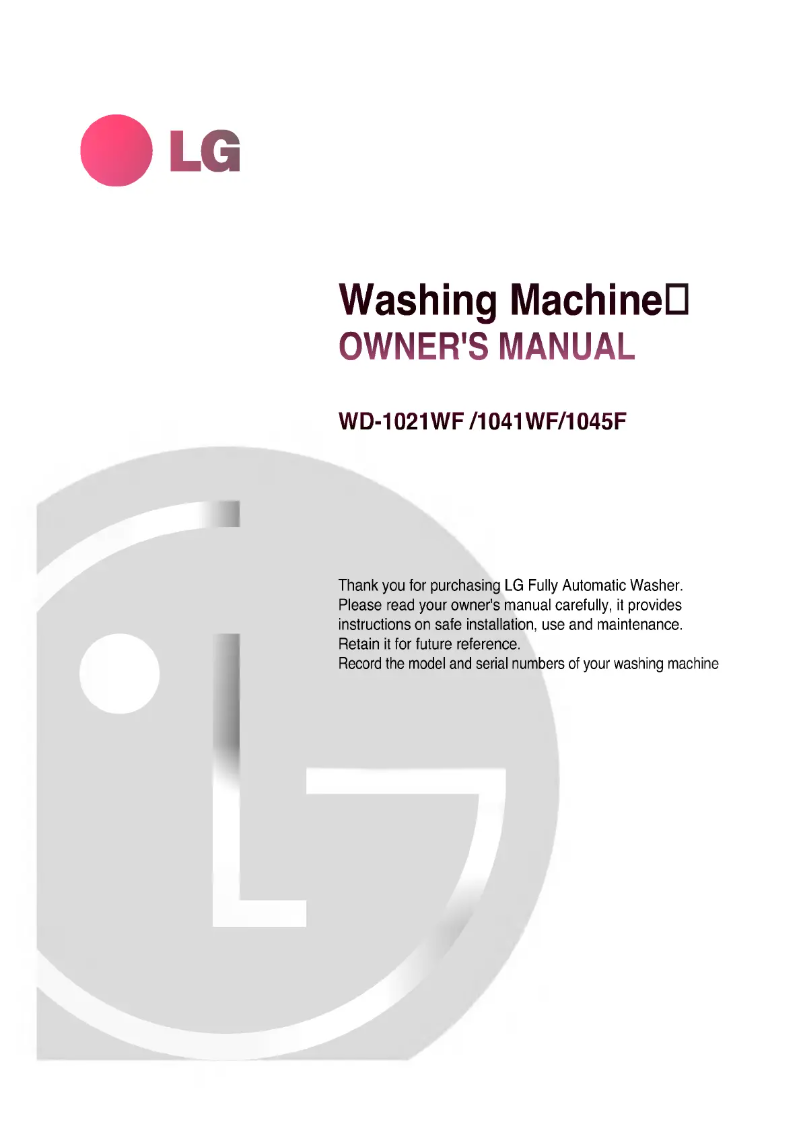 Página 1 del manual Manual de usuario LG WD-1021WF