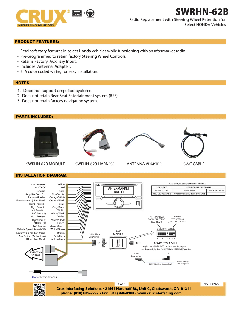 Imagen de la primera página del manual del dispositivo SWRHN-62B