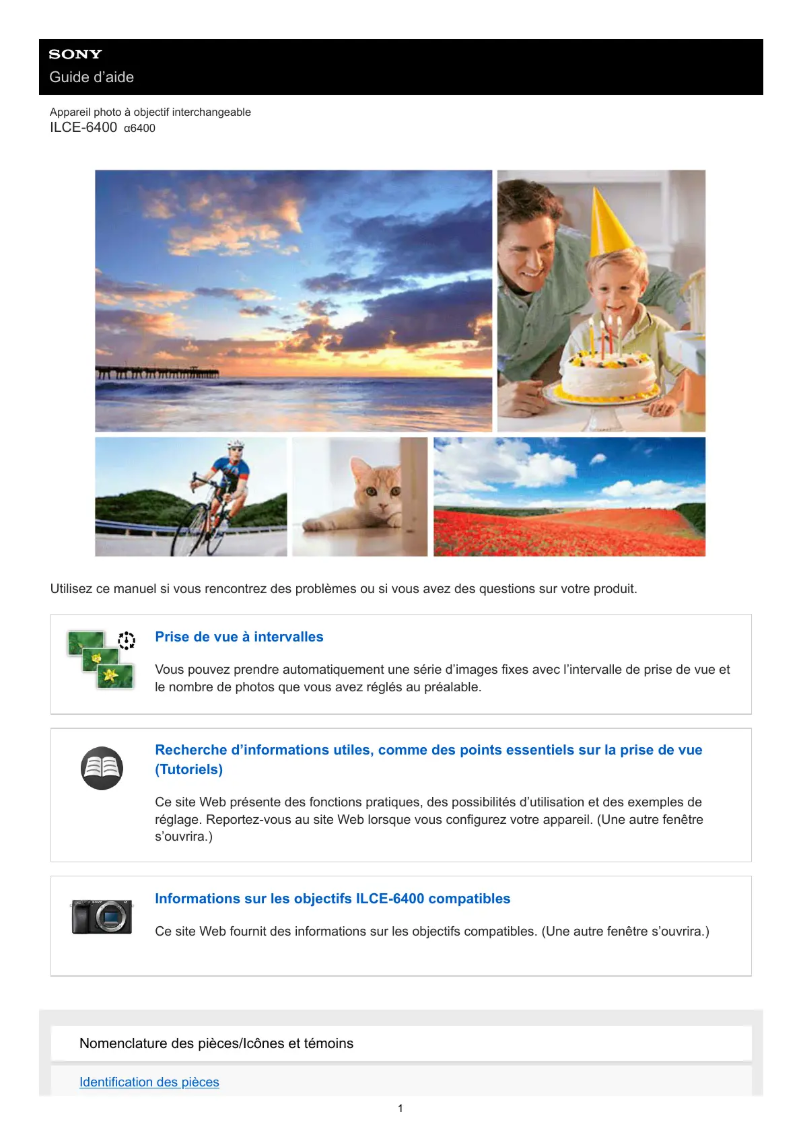 Página 1 del manual Manual de usuario Sony Alpha A6400