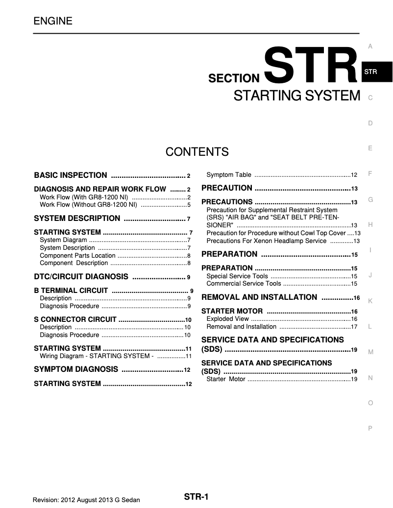 Imagen de la primera página del manual del dispositivo G37 (2013)