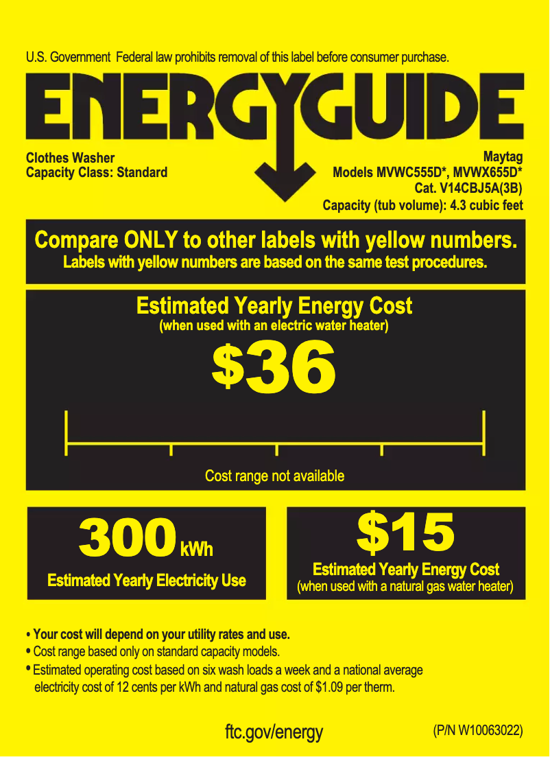 Página 1 del manual Etiqueta energética Maytag W10783959A