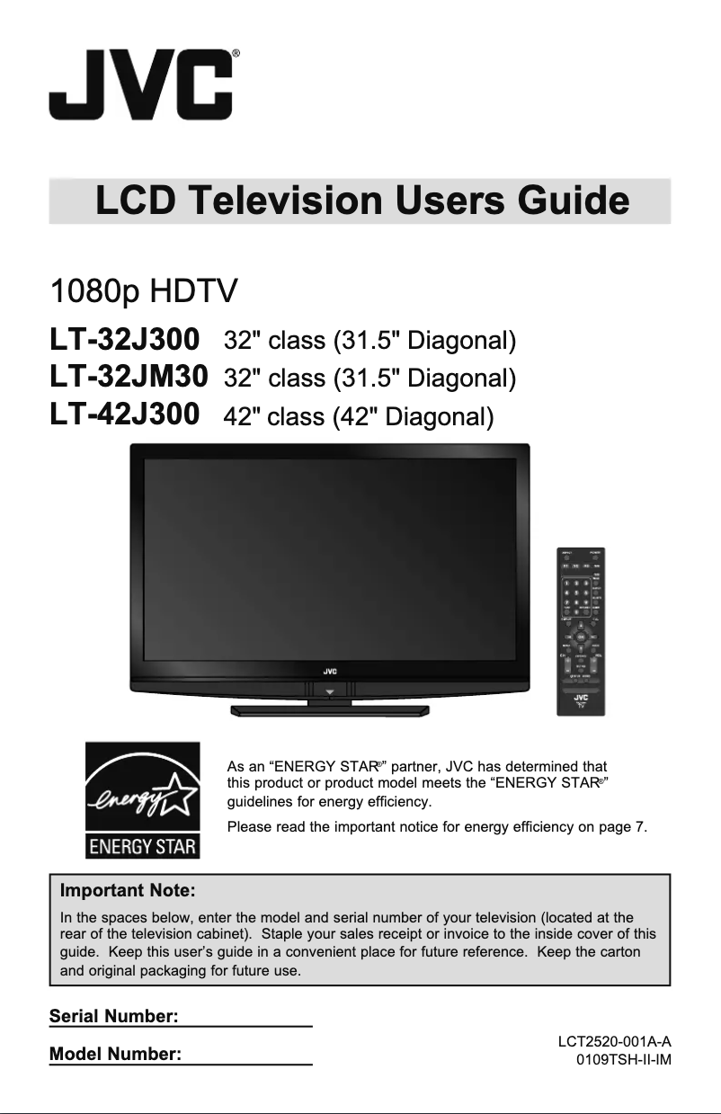 Imagen de la primera página del manual del dispositivo LT-42J300