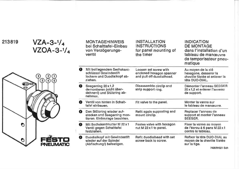 Imagen de la primera página del manual del dispositivo VZA-3-1/4