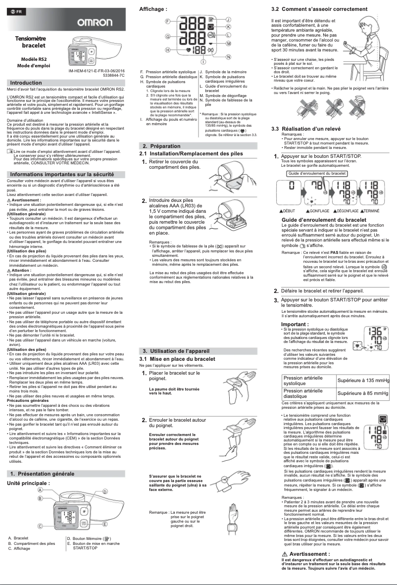 Imagen de la primera página del manual del dispositivo RS2 HEM-6121-D