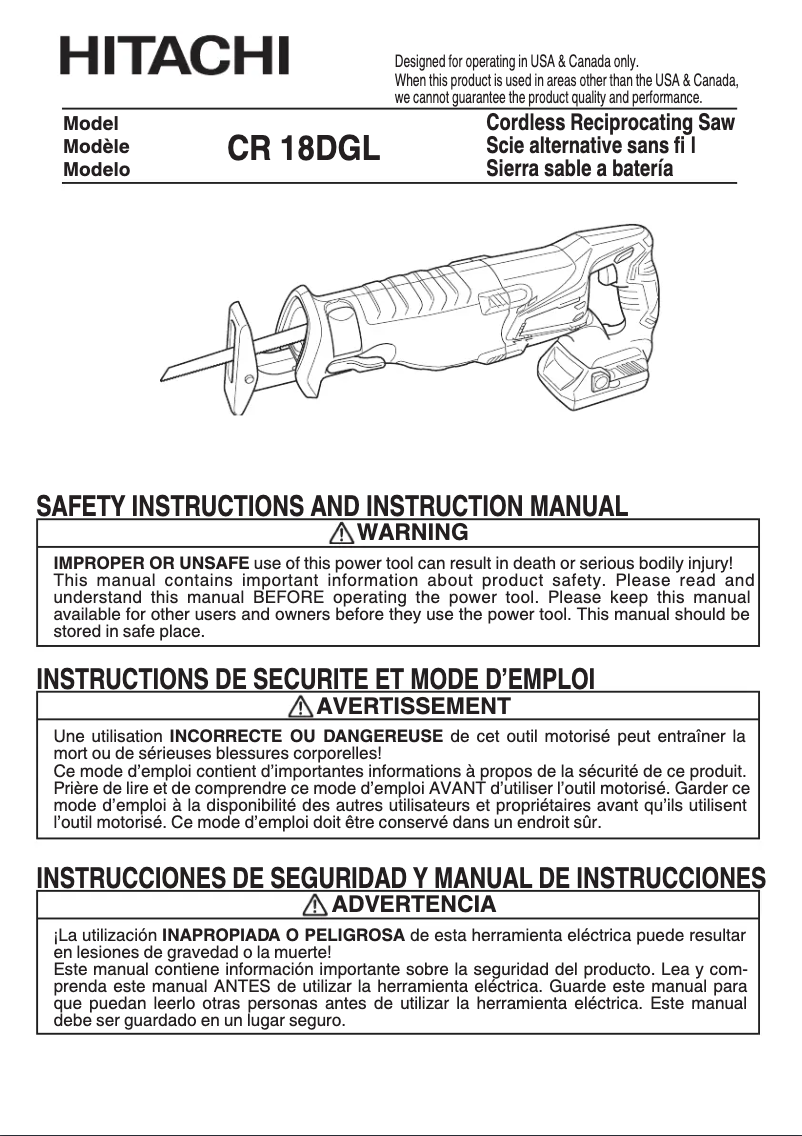 Página 1 del manual Manual de usuario HiKOKI CR18DGL