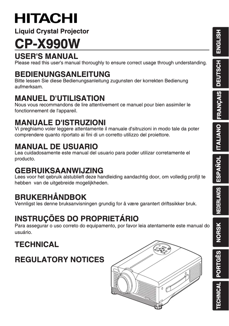 Imagen de la primera página del manual del dispositivo CP-X990W