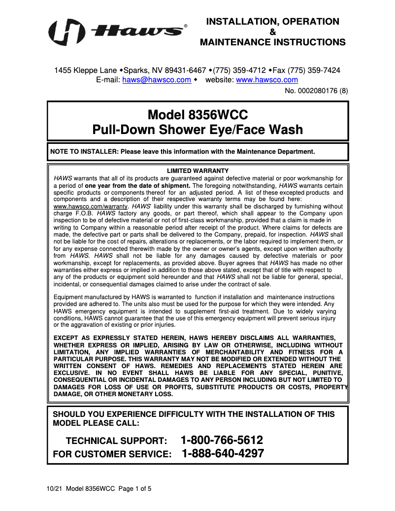 Imagen de la primera página del manual del dispositivo 8356WCC