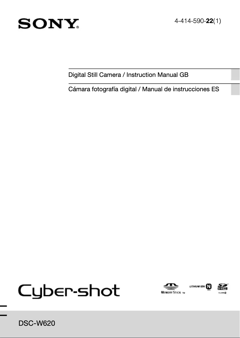 Imagen de la primera página del manual del dispositivo Cybershot DSC-W620