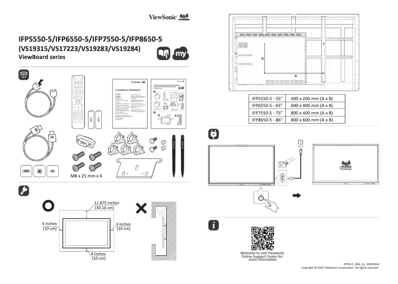 Página 1 del manual Guía de inicio rápido Viewsonic ViewBoard 8650-5F
