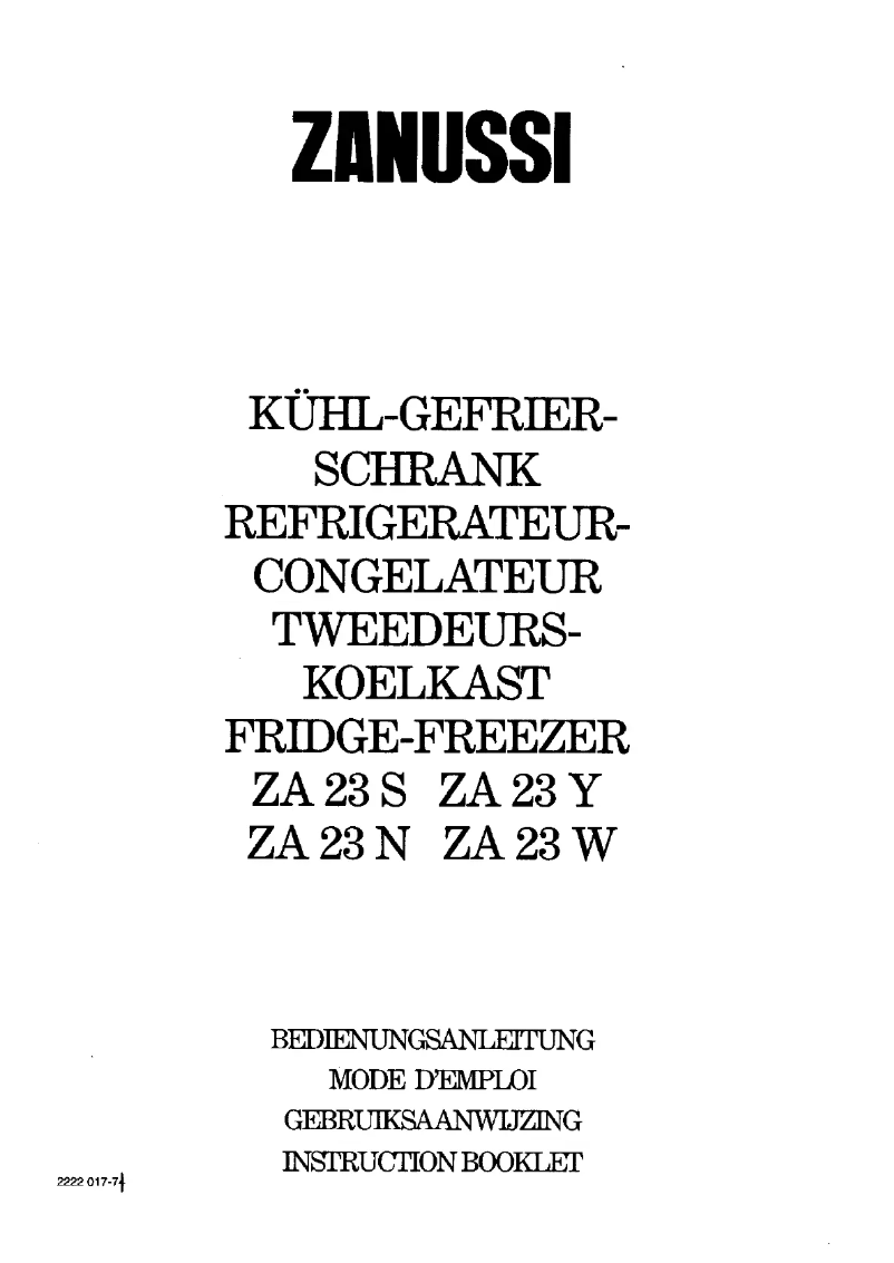 Imagen de la primera página del manual del dispositivo ZA 23 w