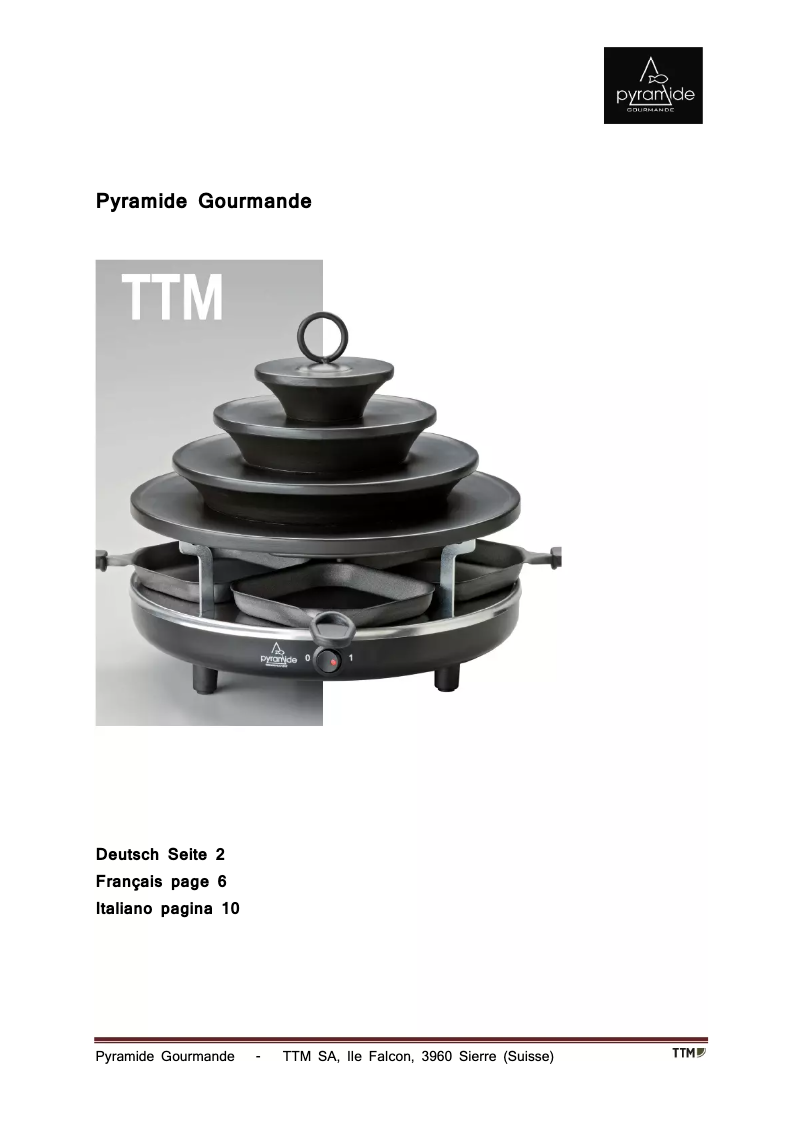 Imagen de la primera página del manual del dispositivo Pyramide Gourmande