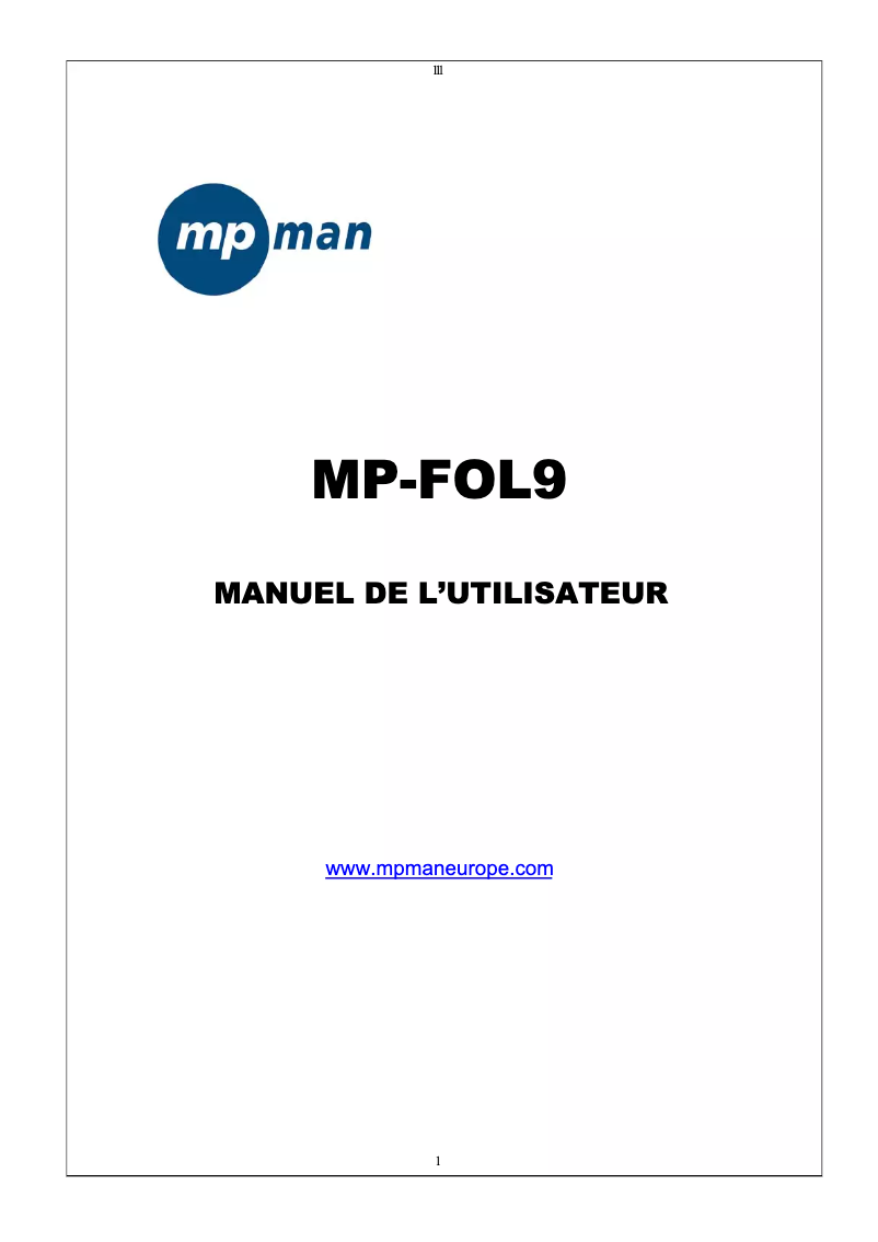 Página 1 del manual Manual de usuario Mpman MP-FOL9