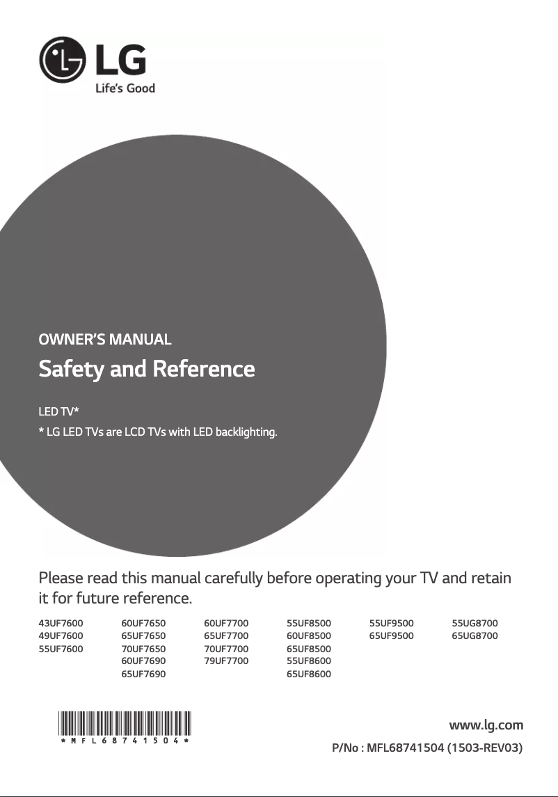Imagen de la primera página del manual del dispositivo 55UG8700