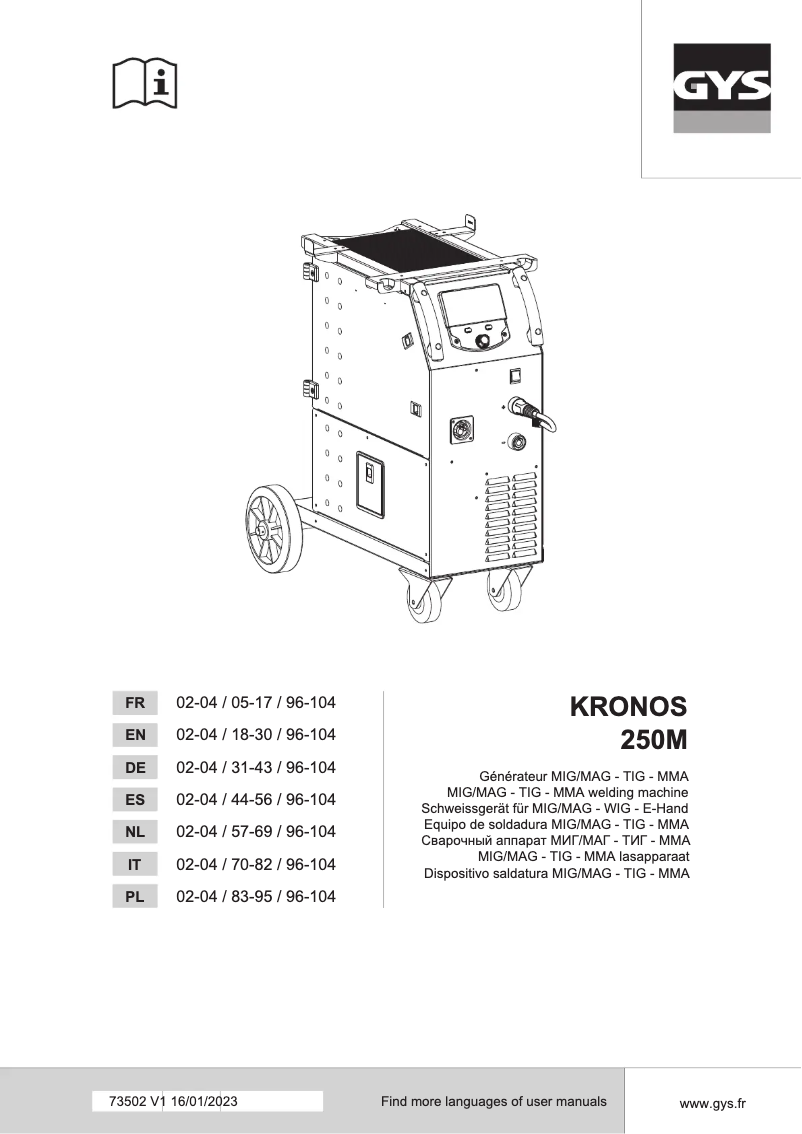 Imagen de la primera página del manual del dispositivo Kronos 250M