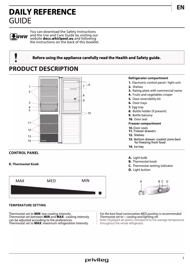 Página 1 del manual Manual de usuario Privileg PRB 376S A++