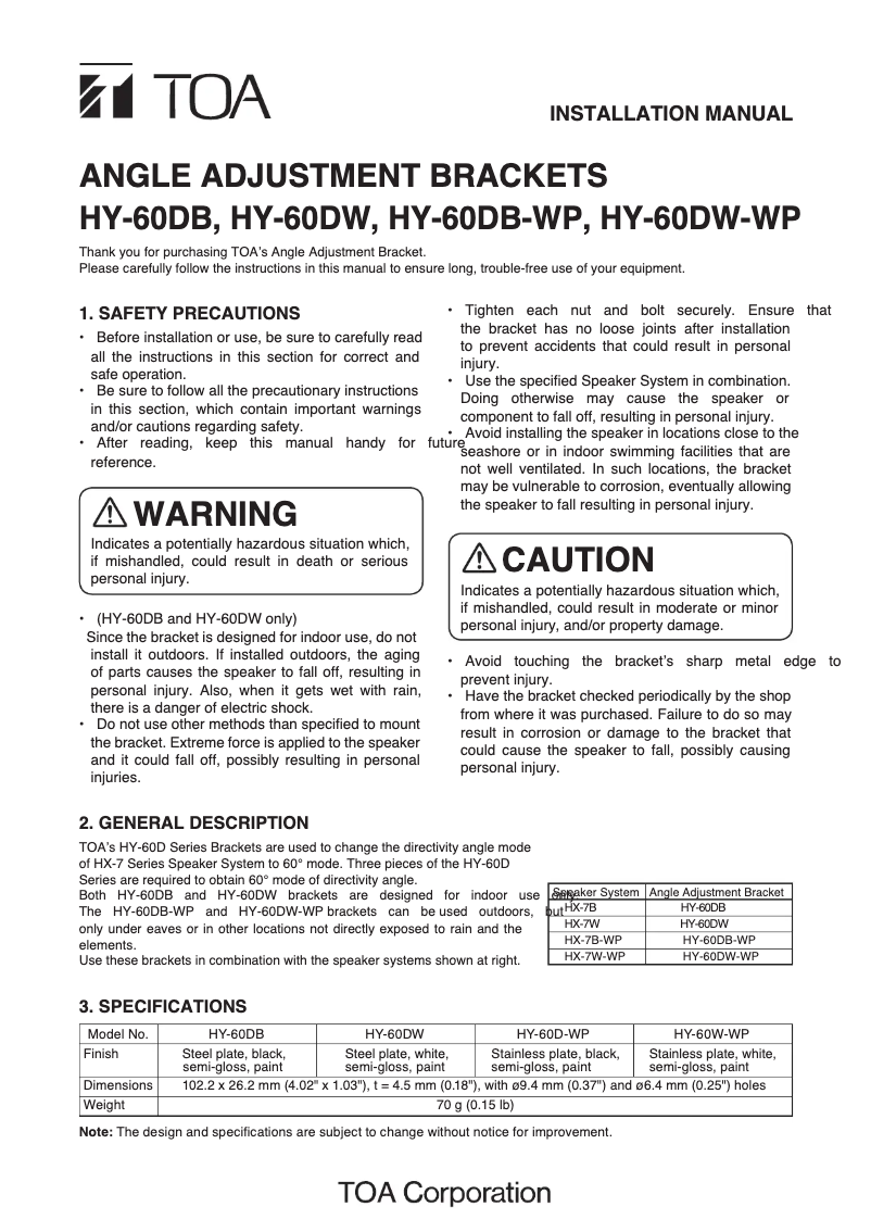 Imagen de la primera página del manual del dispositivo HY-60DB-WP-3