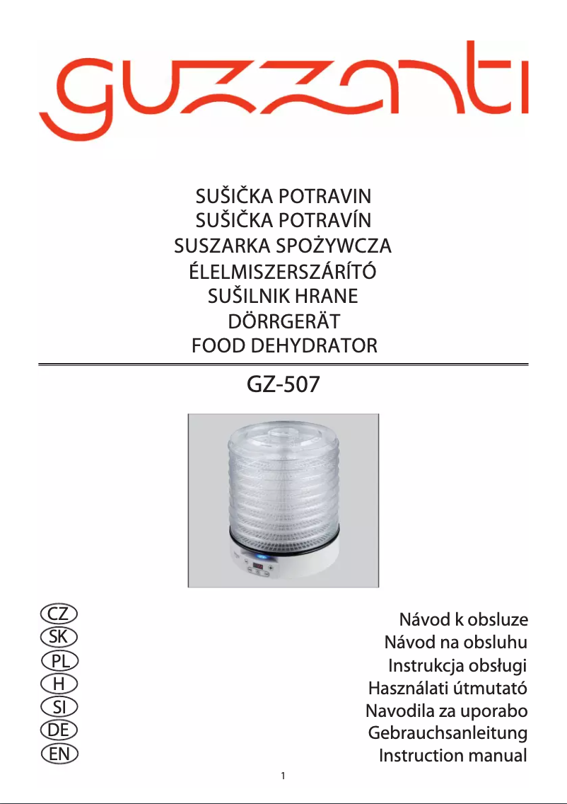 Imagen de la primera página del manual del dispositivo GZ-507