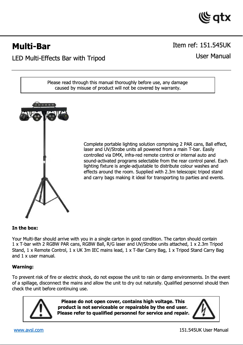 Imagen de la primera página del manual del dispositivo Multi-Bar