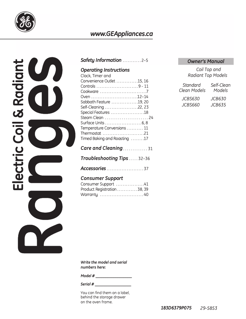 Imagen de la primera página del manual del dispositivo JCB630DJWW