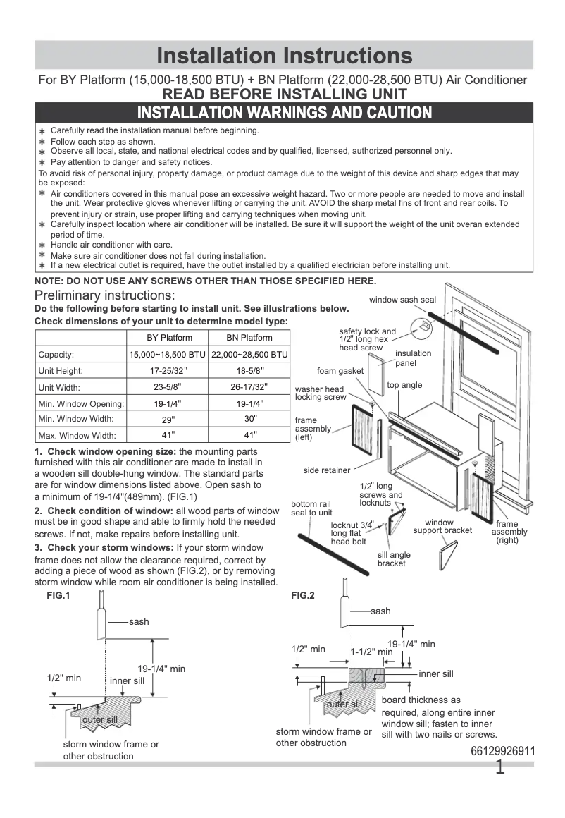 Página 1 del manual Guía de instalación Frigidaire FFRE1533U1