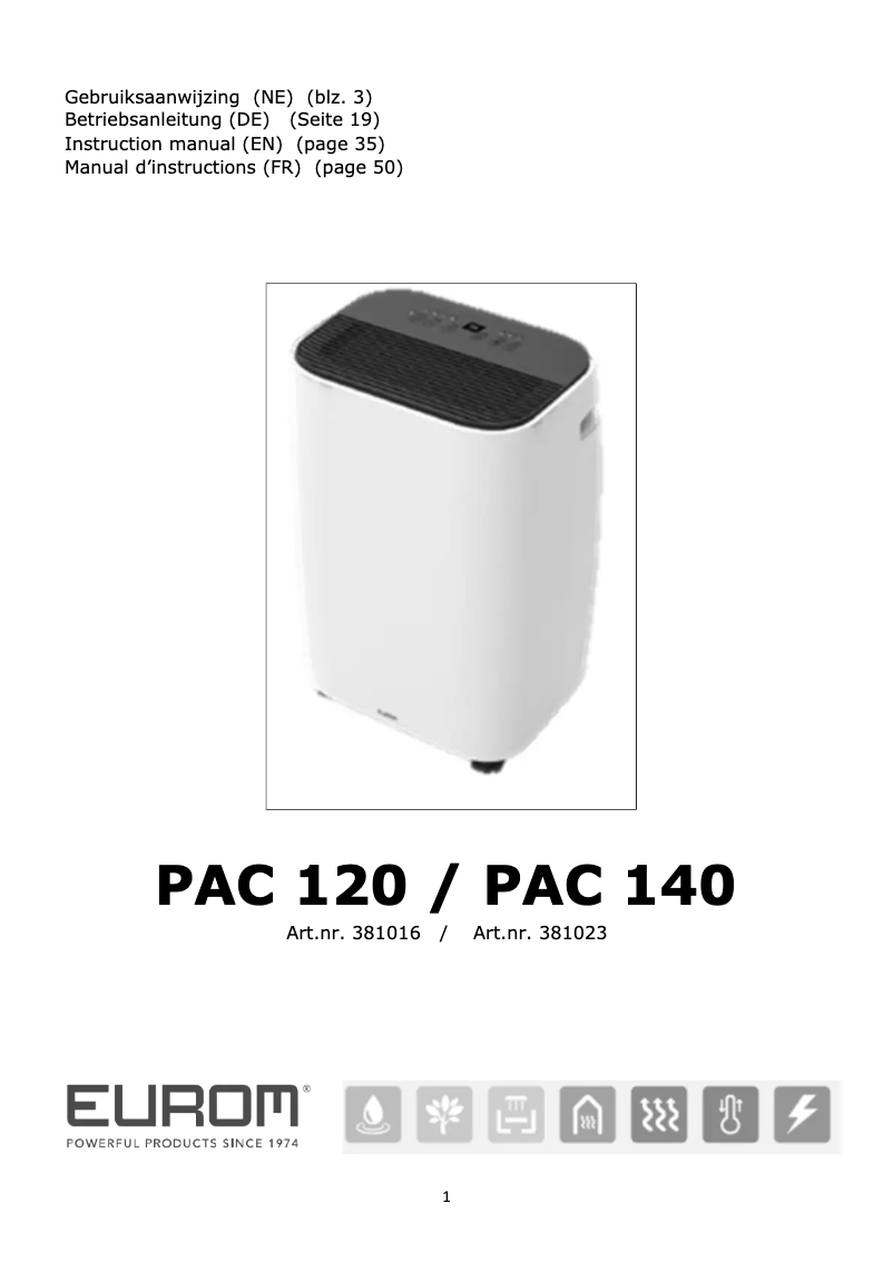 Imagen de la primera página del manual del dispositivo PAC 120