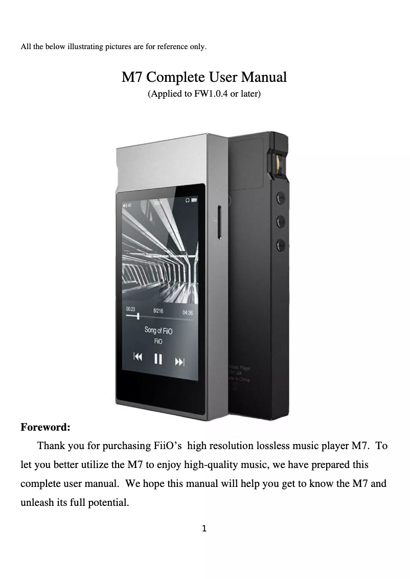 Imagen de la primera página del manual del dispositivo M7