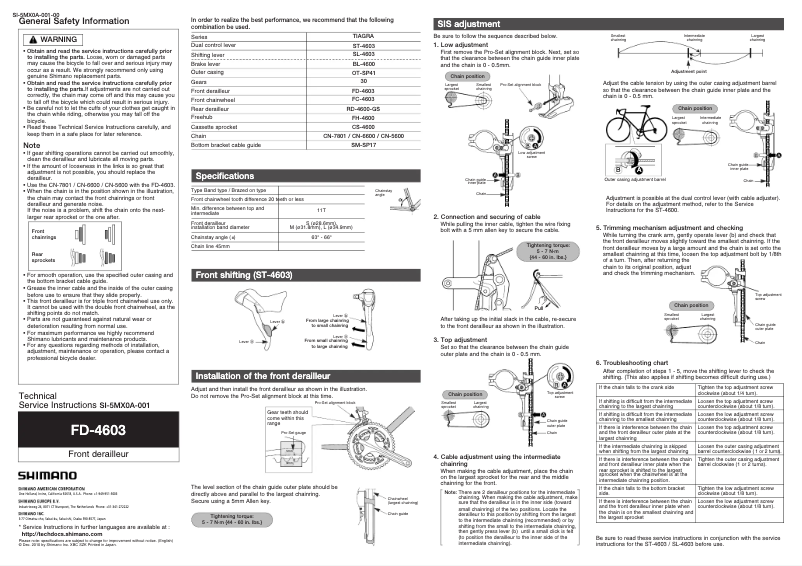 Página nº 1 - Manual de usuario Shimano FD-4603-F