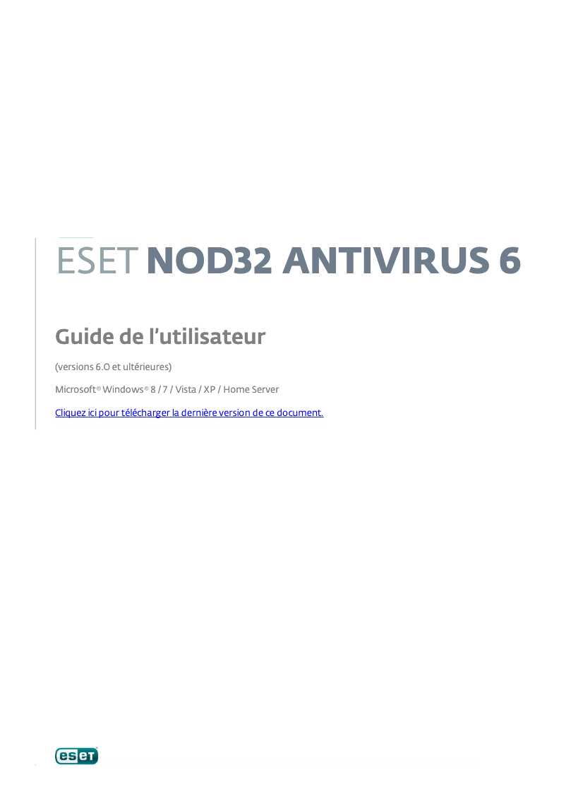 Imagen de la primera página del manual del dispositivo NOD32 Antivirus 6